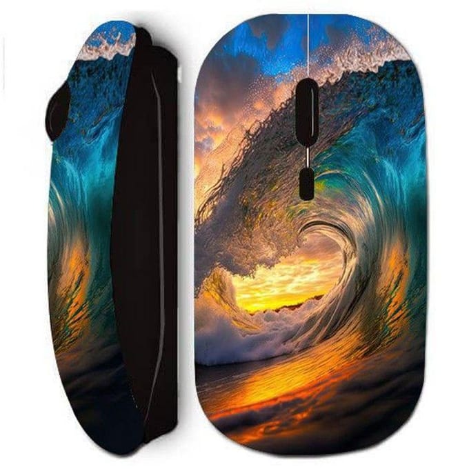 Souris sans fil - Maniacase - Vagues au coucher du soleil - Noir - USB - WiFi