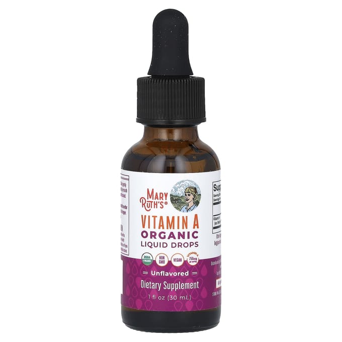 MaryRuth's, Biologische Vitamine A Vloeibare Druppels, Zonder Smaak, 750 mcg, 1 fl oz (30 ml)