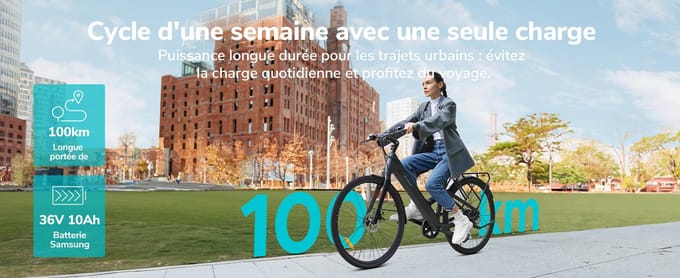 Vélo Électrique ENGWE - Équipé d'une alimentation 36V 10Ah, fonction d'assistance au pédalage, prend en charge la connectivité App et Bluetooth, autonomie de 100 km, N1 AIR St L vert