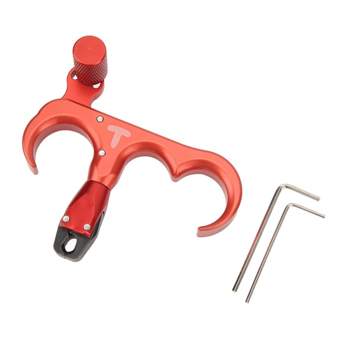 3 Vinger Handheld Boogrelease Aluminiumlegering Duimrelease voor Compoundboog Verstelbaar 360 Graden