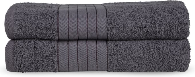 Good Morning uni handdoek effen kleur - Handdoekenset 2 - Antraciet - Badstof