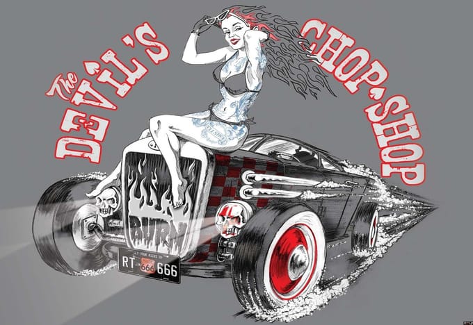 Fotobehang Alchemy Hot Rod Devil Car | XL - 208cm x 146cm | 130g/m2 Vlies