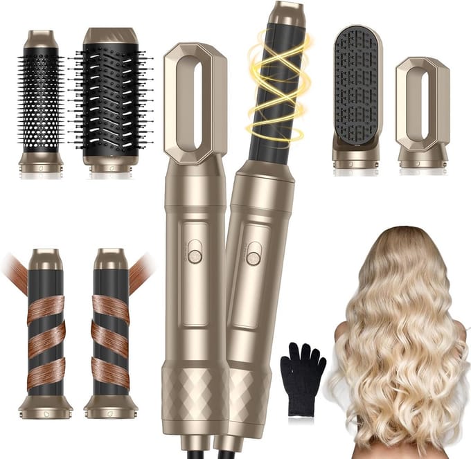 6-in-1 Föhnborstel Set voor Krullen, Steil Haar en Volume in Één