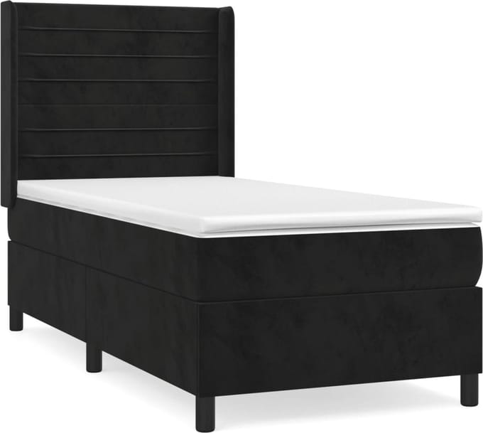 vidaXL - Boxspring - met - matras - fluweel - zwart - 80x200 - cm