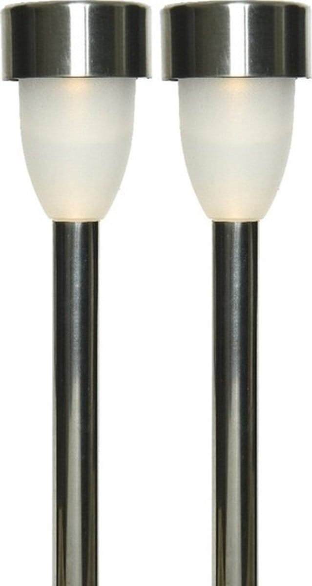 Tuinlamp LED solar - 2x - warm wit - RVS/kunststof - 26 cm - type Nova