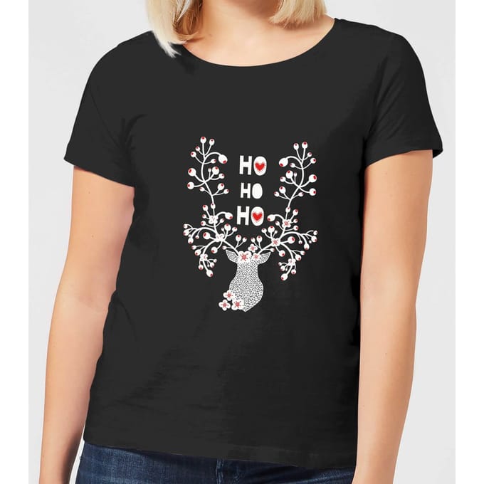 Ho Ho Ho Reindeer Women's T-Shirt - Black - 3XL