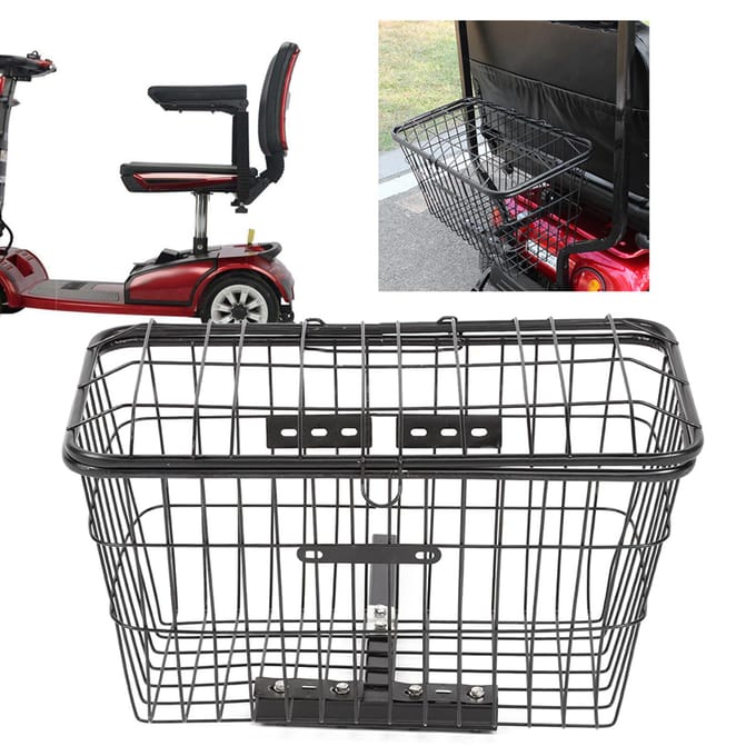 Scootmobiel Electrombiel Fiets Achteropbergmand IJzer Grote Draagbare Mand Buiten black