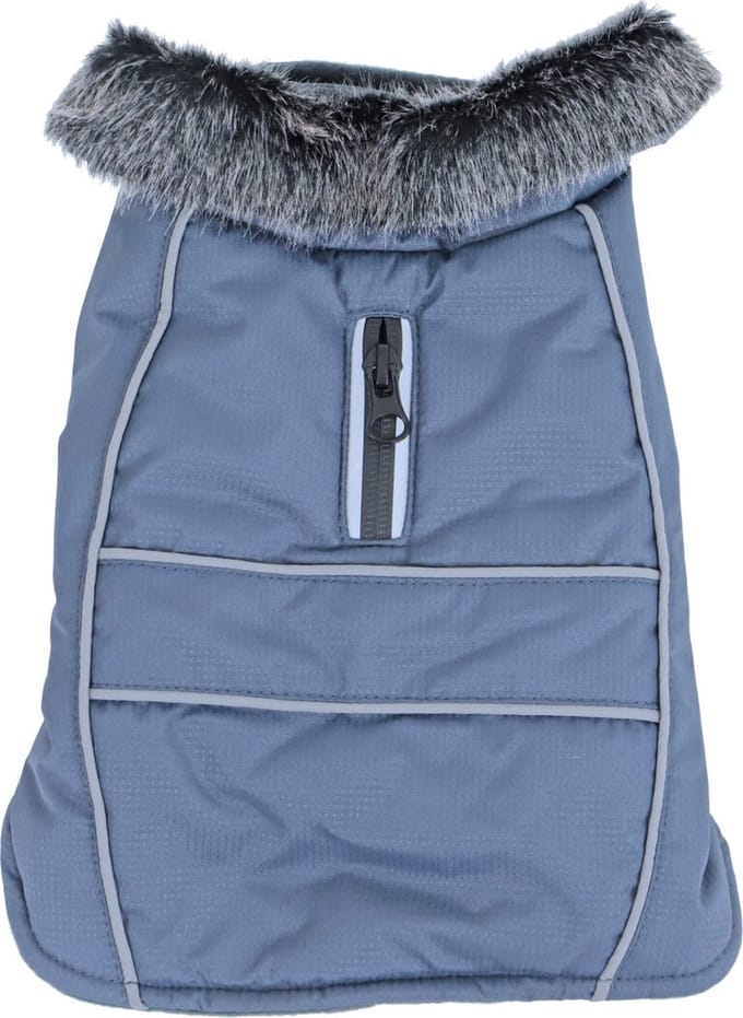 Boony - Hondenjas Waterdicht met bontkraag - Kleur: grijs - Ruglengte: 30 cm