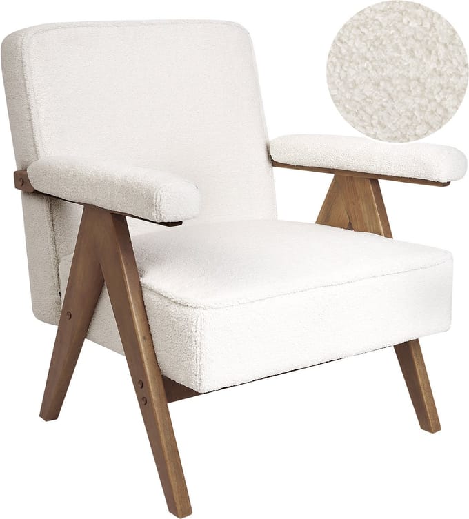 EVJE - Fauteuil - Gebroken wit - Bouclé