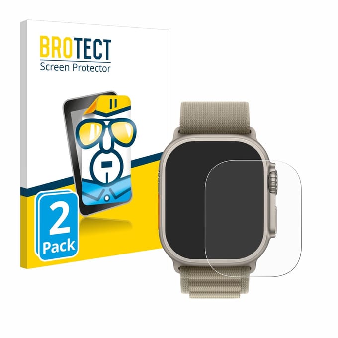 BROTECT - Screenprotector voor Apple Watch Ultra 2 (49 mm) - Folie Beschermfolie transparant 2 Stuks