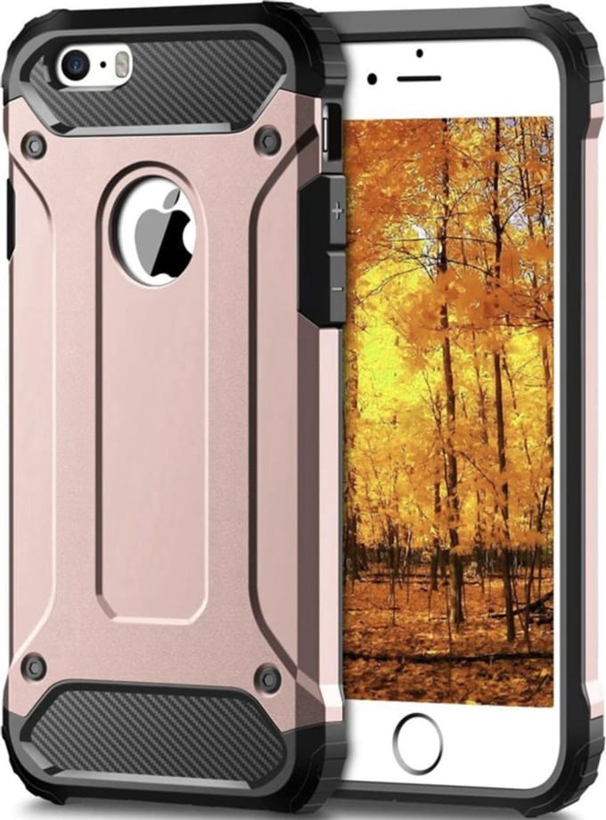 Schokbestendig Heavy Duty Hoesje Geschikt voor: iPhone 7 Plus / 8 Plus Shock Proof Hybride - Back Cover - Dual Layer Armor Case - Extra Stevig - Rosegoud
