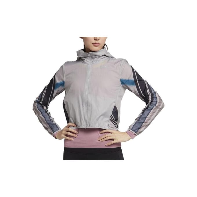 Nike Kleurblok Capuchon Sportjas Dames jassen Grijs AT3095-059 XL gray
