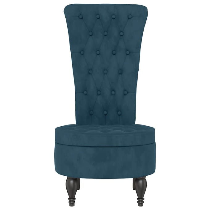 vidaXL - Stoel - hoge - rugleuning - met - knopen - fluweel - blauw