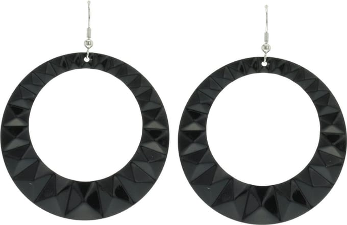 Behave - Oorhangers Dames - Grote Rond Oorbellen - Zwarte - Diameter 6 cm
