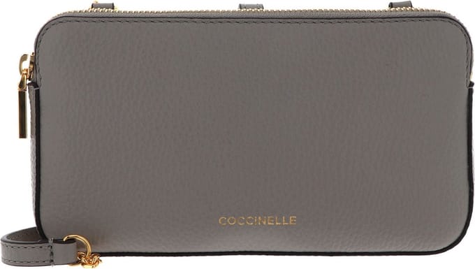 COCCINELLE Leren Schoudertas Avondtas Mini Bag Crossbody Stone Grijs