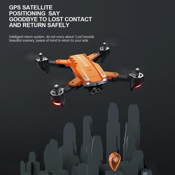Drone télécommandé GPS avec caméra 4K Double caméra 5GWIFI évitement d'obstacles Double GPS optique 3 battery orange