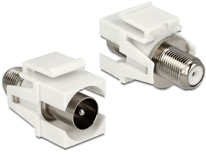 Netwerk keystone - F-connector - IEC male - Wit - Per stuk - Allteq