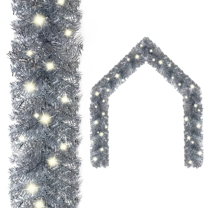 vidaXL - Kerstslinger - met - LED-lampjes - 20 - m - zilverkleurig
