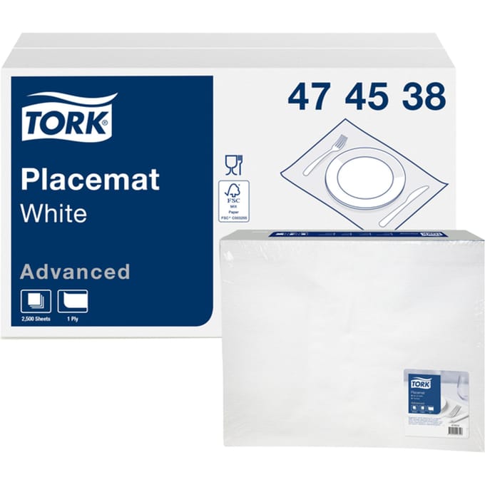 Placemat Tork Advanced 1-laags 420x270mm 500 vel wit 474539