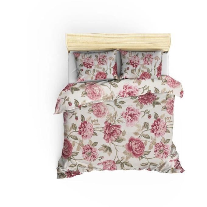 Beddengoedset - 1 dekbedovertrek 220 x 240 cm + 2 kussenslopen 60 x 60 cm - 65% katoen, 35% polyester - Crème roze