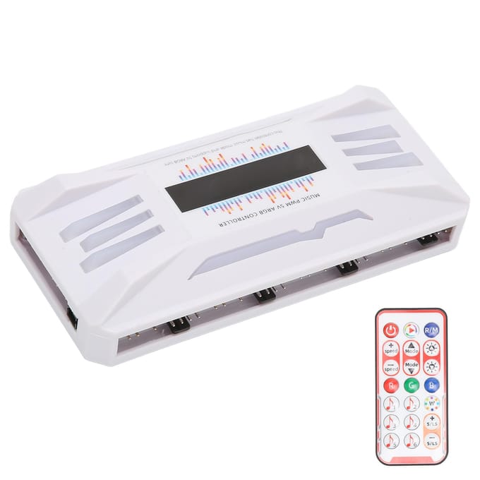 PWM Ventilator Temperatuurregelaar Wit Afstandsbediening Ondersteuning 8x4pin 10x5V 3pin ARGB Computer RGB white