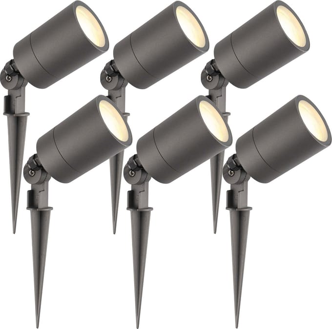 Ledvion - 6X LED Prikspots - Antraciet - IP65 - 5W - 2700K - 2M