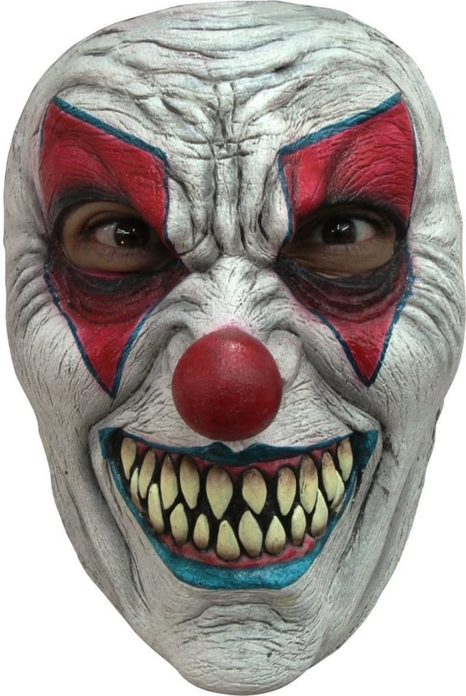 Partychimp Gezichtsmasker Evil Clown Latex Wit/rood/blauw One-size