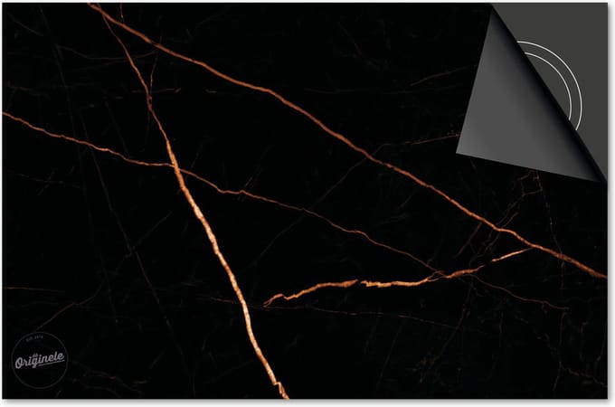 Inductie Beschermer Marmer Zwart Koper print Exclusief 60x52cm
