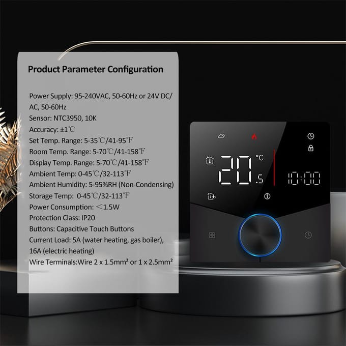WIFI Smart Verwarmingsthermostaat Digitale Temperatuurregelaar Mobiele Telefoon APP Bediening Touchscreen Electric Heating wit