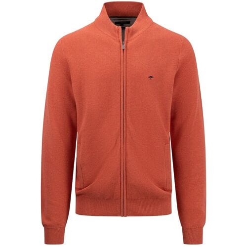Fynch-Hatton Vest Cardigan Zip Fine Structure Cotton Orient Red / male