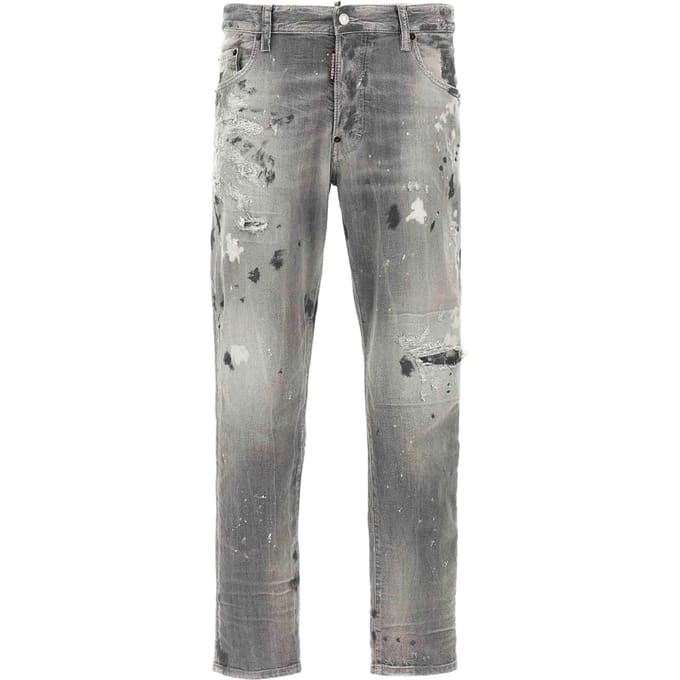 Dsquared2 Grijze Skater Jeans Verfdesign