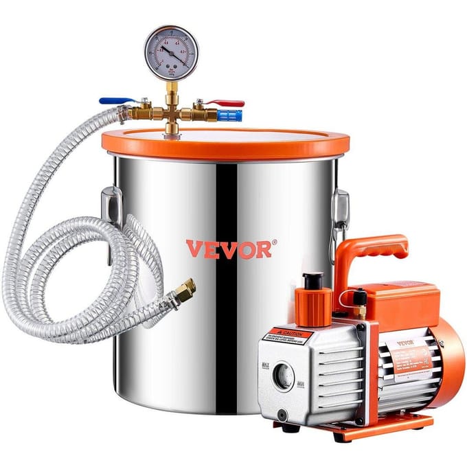 5 Gallon Vacuümkamer 3.5CFM Enkelfasige Pomp Ontgassingkamer Kit