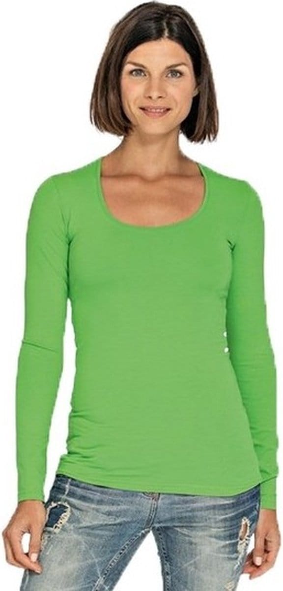 Bodyfit dames shirt met lange mouwen S lime