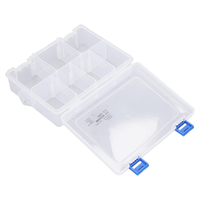 Kleine Onderdelen Organizer 7 Vakken Transparante Opbergdoos PP Plastic Compartiment Opbergcontainer met white