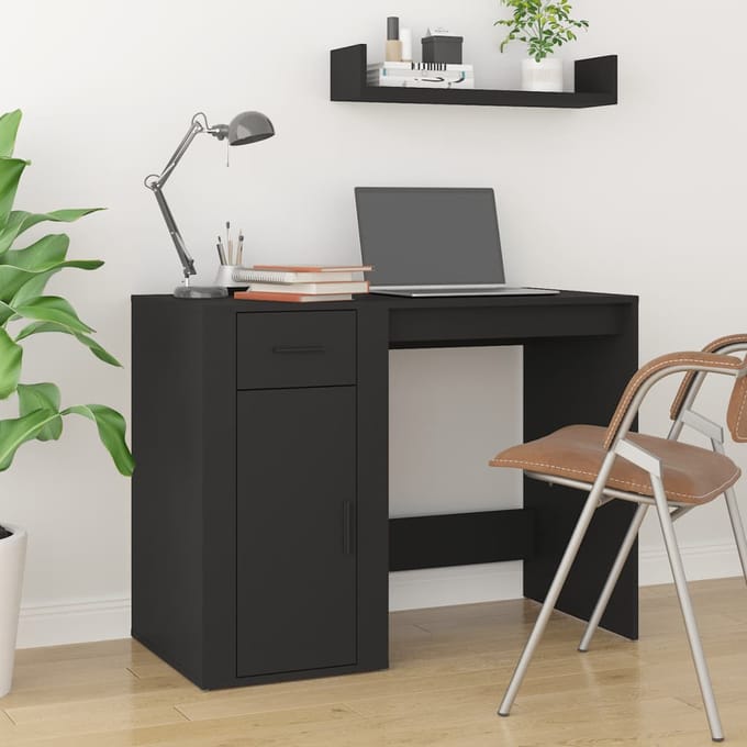 vidaXL - Bureau - 100x49x75 - cm - bewerkt - hout - zwart