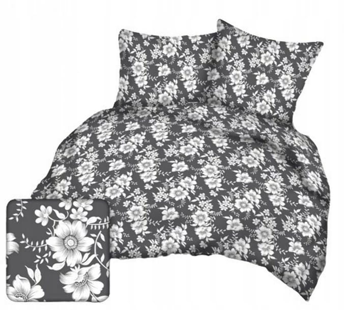 Kora Kussensloop 50x60 Grijs Bloemen - Katoen, Kreukvrij