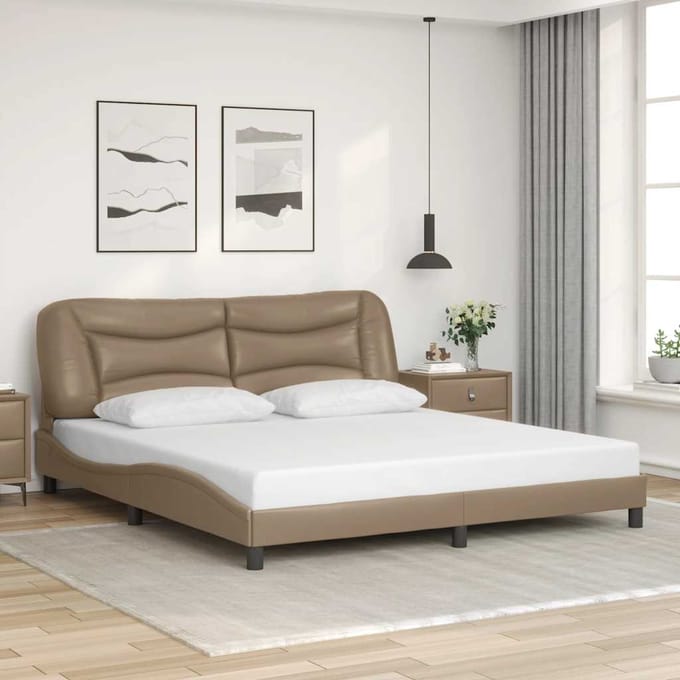 vidaXL - Bedframe - zonder - matras - "Hvar" - kunstleer - cappuccinokleurig - 180x200 - cm