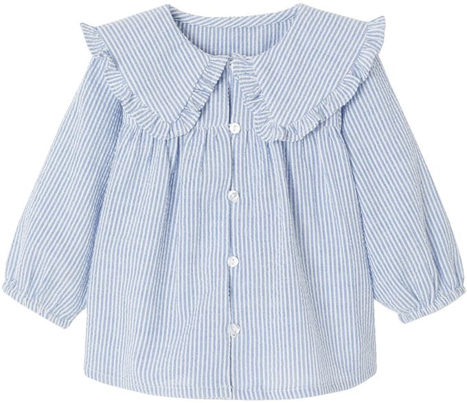 Vertbaudet Gestreepte babyblouse in seersucker