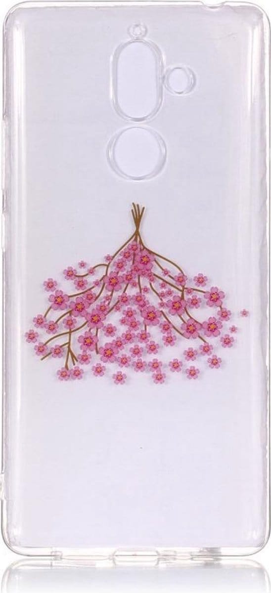 Shop4 - Nokia 7 Plus Hoesje - Zachte Back Case Bos Bloemen Transparant