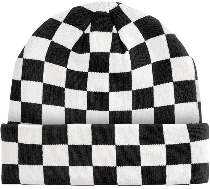 Checkerboard Beanie - Black/Soft White - One Size