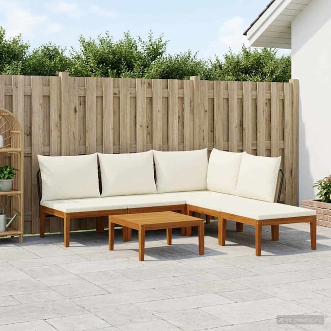 vidaXL - 6 - st - Massief - acaciahout - & - touw - Naturel