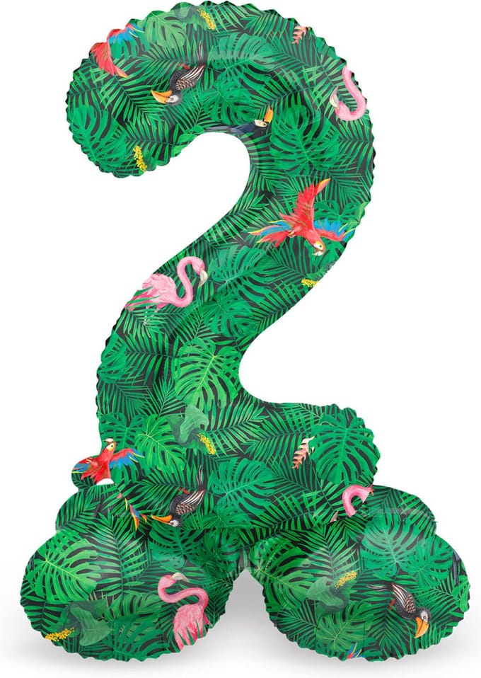 Staande Folieballon Cijfer 2 Jungle Vibe - 41 cm