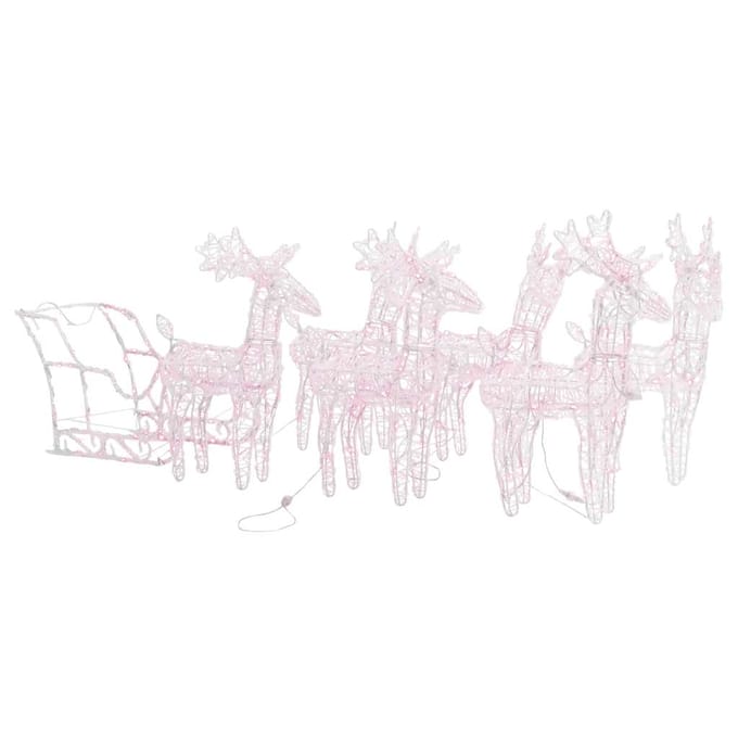 vidaXL - Kerstdecoratie - rendieren - en - slee - 280x28x55 - cm - acryl