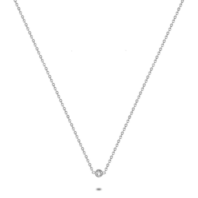Twice As Nice Halsketting in edelstaal, 1 kristal, 4 mm 40cm+5cm