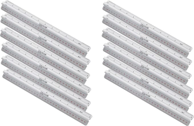 Liniaal aluminium met greeplijst - 30 cm 12 stuks - E-10114 00-I