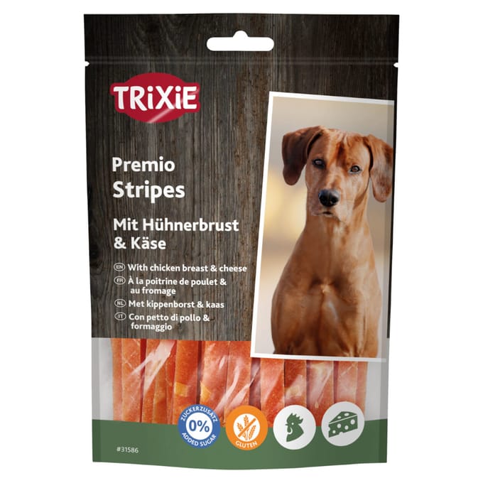 4x100g Trixie PREMIO Strips met Kip en Kaas Hondensnacks