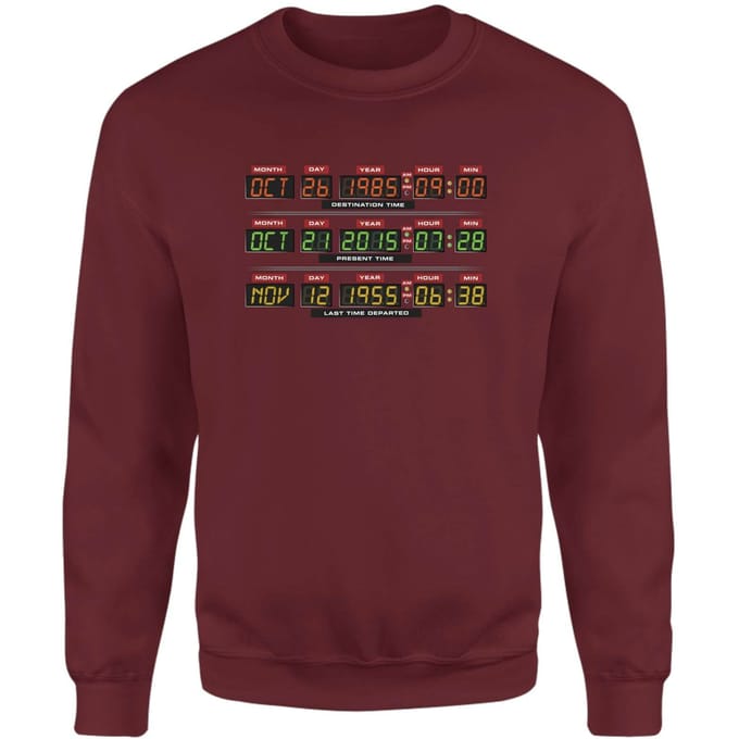 Back To The Future Destination Clock Sweatshirt - Burgundy - XS