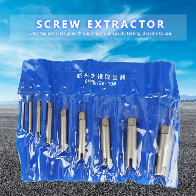 Staal Gebroken Kop Tappen Verwijderaar Gestripte Schroef Tap Uitdraaier?Set (#B) 9 Pcs Set blue