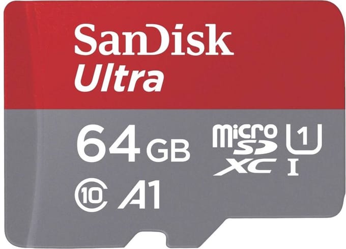 SanDisk microSDXC Ultra 64GB (140MB/s A1 Cl. 10 UHS-I) + Adapter Tablet microSDXC-kaart 64 GB A1 Application Performance Class, UHS-Class 1