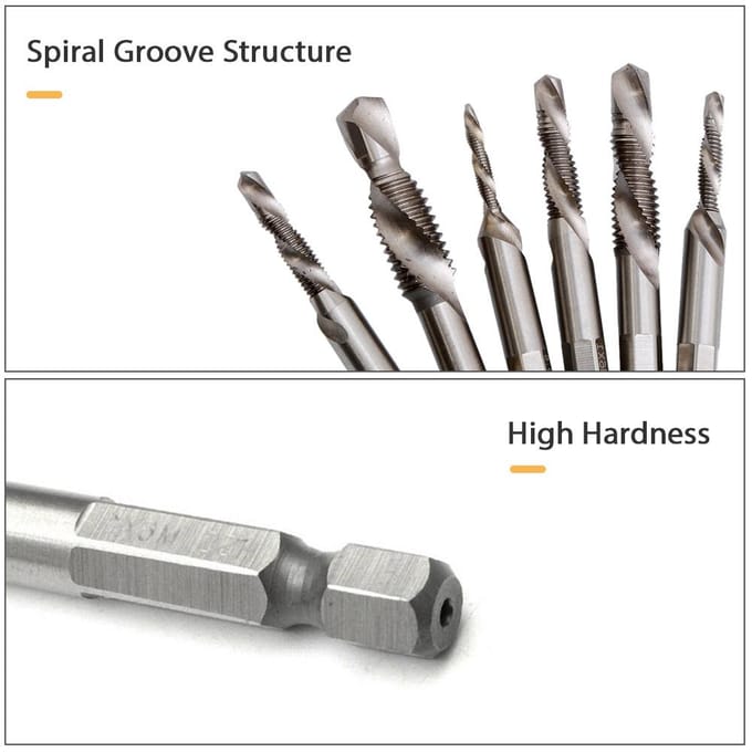 6 stks/set Boor Tap Combinatie Bit HSS Ontbramen Verzinkboor Set 1/4 Inch Schacht voor Max. 5 mm zilver